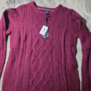 U.S. Polo Assn. Burgundy Cable Knit Sweater Size M